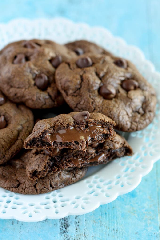 Double Chocolate Nutella Stuffed Cookies