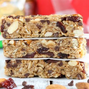 No-Bake Chocolate Cherry Almond Granola Bars