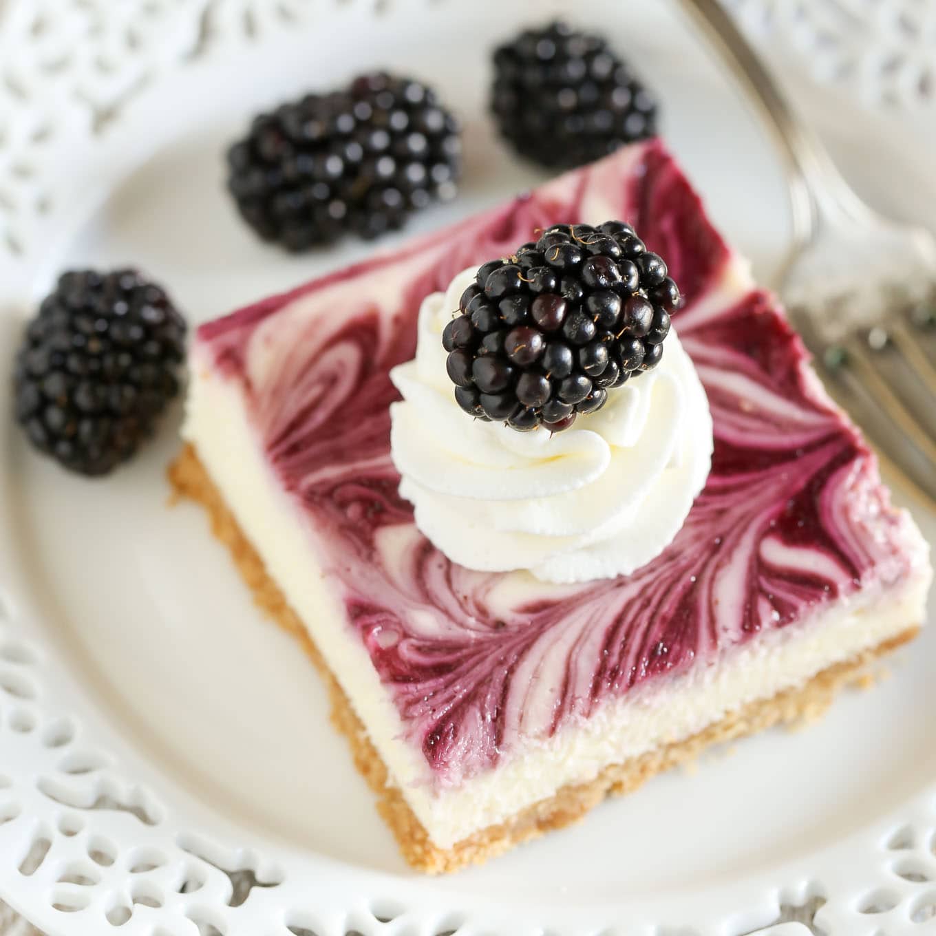 Blackberry Swirl Cheesecake Bars Live Well Bake Often
