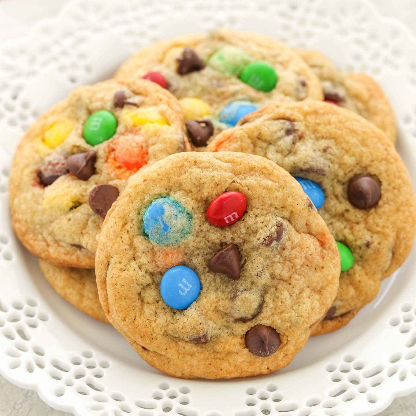 M&M Chocolate Chip Peanut Butter Cookies