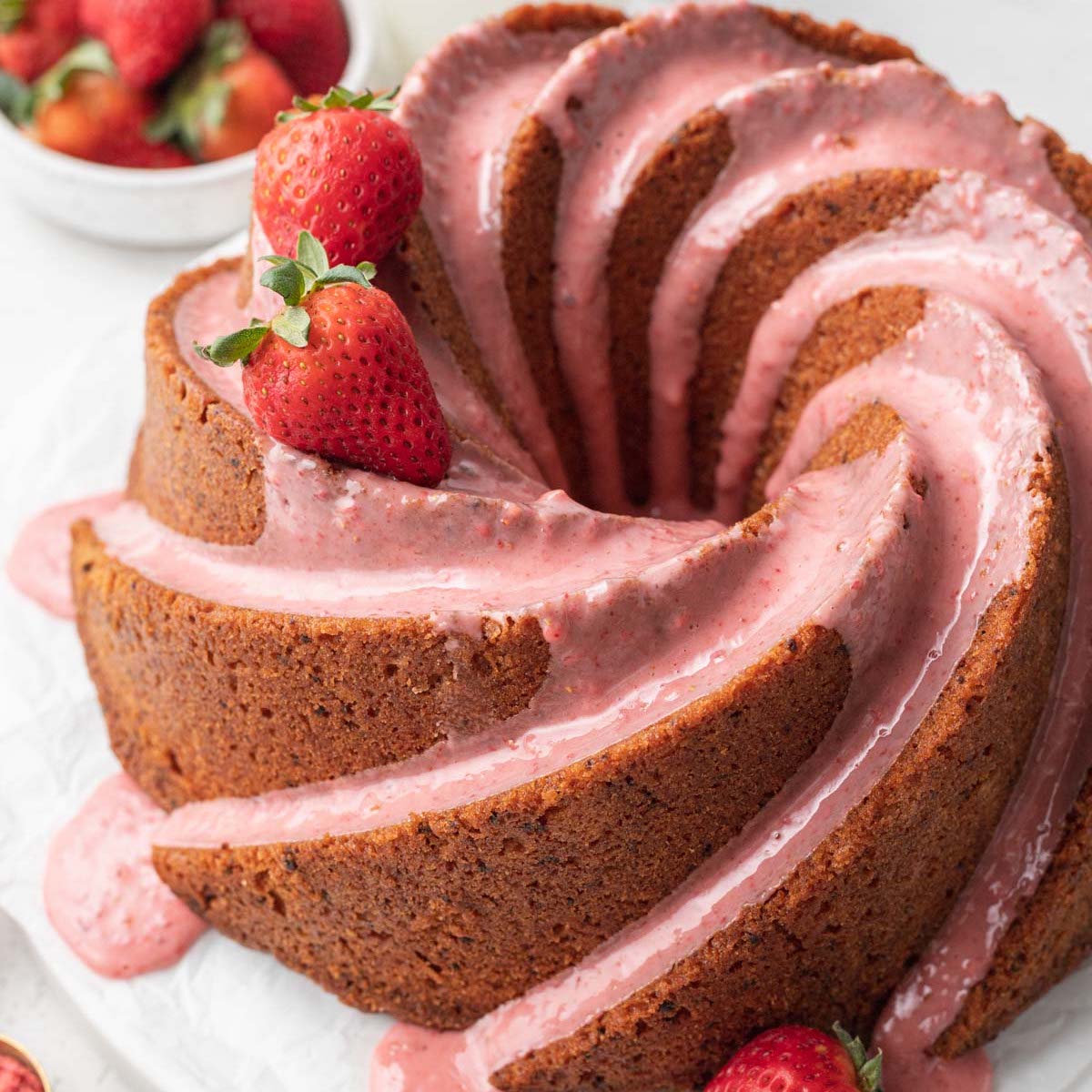 Glazed Strawberry Pound Cake - Live Well Bake Often